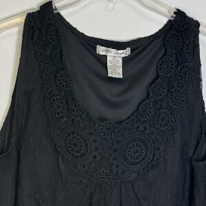 Ultra Pink Women’s Black Lace Sleeveless Tank Top Blouse 1X Plus Size